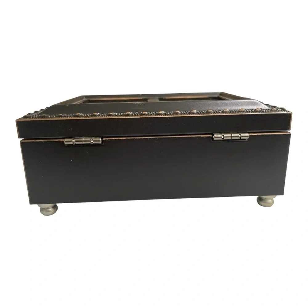 First Communion Black Rope Trim Music Box Plays Handel's Hallelujah